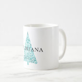 White Aqua Blue Christmas Tree Kaffeetasse (VorderseiteRechts)