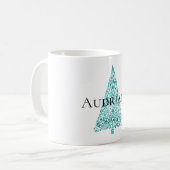 White Aqua Blue Christmas Tree Kaffeetasse (Vorderseite Links)