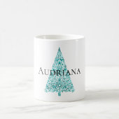 White Aqua Blue Christmas Tree Kaffeetasse (Mittel)