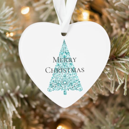 White Aqua Blue Christmas Tree Ornament (Baum)