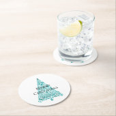 White Aqua Blue Christmas Tree Runder Pappuntersetzer (Vor Ort)