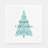 White Aqua Blue Christmas Tree Serviette (Vorderseite)