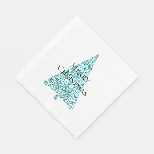 White Aqua Blue Christmas Tree Serviette (Ecke)