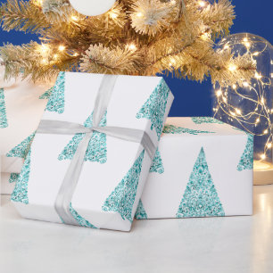 White Aqua Blue Sparkle Geschenkpapier