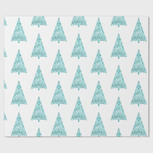 White Aqua Blue Sparkle Geschenkpapier (Flach)