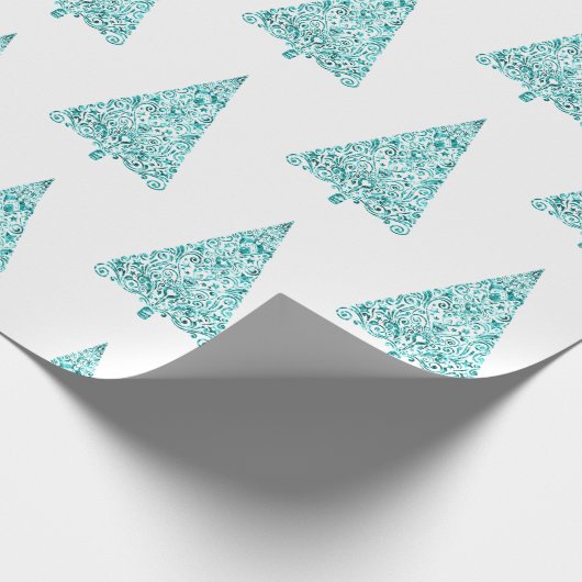 White Aqua Blue Sparkle Geschenkpapier (Ecke)