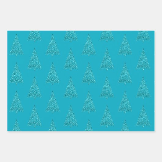 White Aqua Blue Sparkle Geschenkpapier Set (Vorderseite 3)