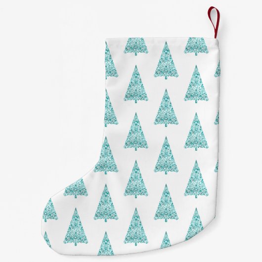 White Aqua Blue Sparkle Kleiner Weihnachtsstrumpf (Rückseite)