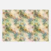 White Aqua Gold Peacock Feathers Geschenkpapier Set (Vorderseite 2)