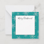 White & Aqua Schneeflocken zu Aquamarinen Weihnach Mitteilungskarte (Vorderseite)
