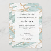White Aqua Starfish Beach Geburtstag Einladung (Vorne/Hinten)