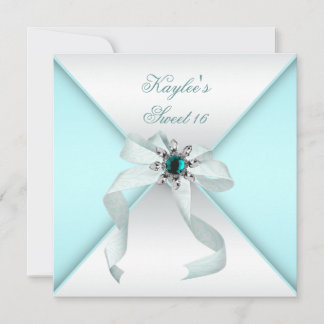 White Aquamarin Blue Sweet 16 Party Einladung
