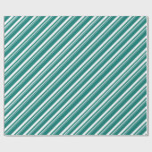 White Aquamarin Green Candy Stripe Holiday Geschenkpapier (Flach)