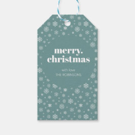 White Aquamarin Green Frohe Weihnachts-Schneeflock Geschenkanhänger