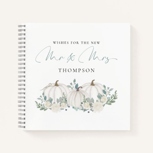 White Aquamarin Pumpkins wünscht Mr. Guest Book Notizblock (Vorderseite)