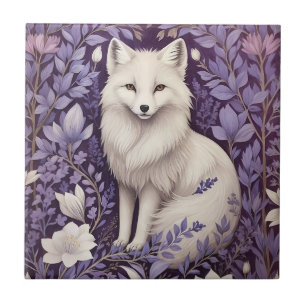 White Arctic Fox Lavender William Morris Blume Fliese