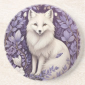 White Arctic Fox Lavender William Morris Blume Getränkeuntersetzer (Vorne)