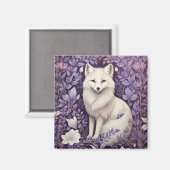 White Arctic Fox Lavender William Morris Blume Magnet (Vorderseite/Rückseite)