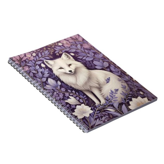 White Arctic Fox Lavender William Morris Blume Notizblock (Rechte Seite)