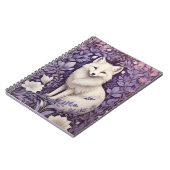 White Arctic Fox Lavender William Morris Blume Notizblock (Linke Seite)