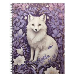 White Arctic Fox Lavender William Morris Blume Notizblock