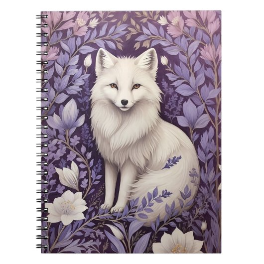 White Arctic Fox Lavender William Morris Blume Notizblock (Vorderseite)