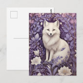White Arctic Fox Lavender William Morris Blume Postkarte (Vorne/Hinten)
