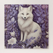 White Arctic Fox Lavender William Morris Blume Puzzle (Vertikal)
