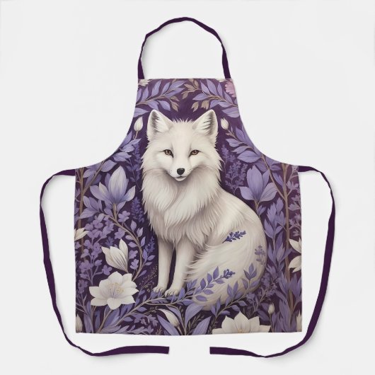 White Arctic Fox Lavender William Morris Blume Schürze (Vorderseite)