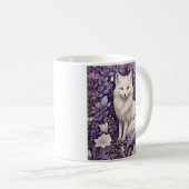 White Arctic Fox Lavender William Morris Floral Kaffeetasse (VorderseiteRechts)