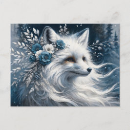 White Arctic Fox Winter Wonderland Postkarte