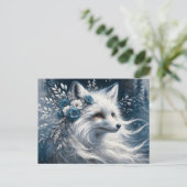White Arctic Fox Winter Wonderland Postkarte (Stehend Vorderseite)