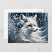 White Arctic Fox Winter Wonderland Postkarte (Vorne/Hinten)