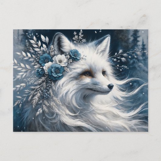 White Arctic Fox Winter Wonderland Postkarte (Vorderseite)