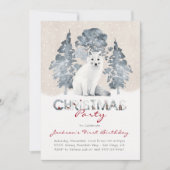 White Arfox Woodland Weihnachten Geburtstagsparty Einladung (Vorderseite)