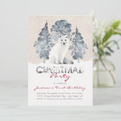 White Arfox Woodland Weihnachten Geburtstagsparty Einladung (Stehend Vorderseite)