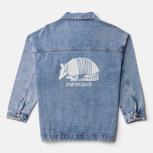 White Armadillo Personalisiert Graphic Jeansjacke (Rückseite)