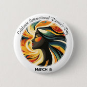 White Art Deco feiert Internationalen Frauentag Button (Vorderseite)