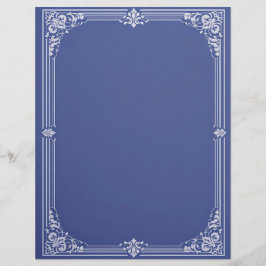 White Art Deco Frame on Dusty Blue Stationery Briefbogen