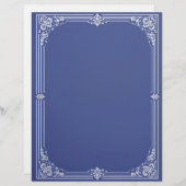 White Art Deco Frame on Dusty Blue Stationery Briefbogen (Vorne/Hinten)