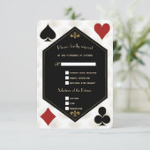 White Art Deco Gatsby Casino Vegas Poker Hochzeit RSVP Karte (Stehend Vorderseite)