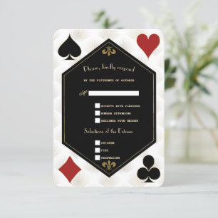 White Art Deco Gatsby Casino Vegas Poker Hochzeit RSVP Karte