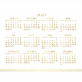 White Art Deco Gold Jährlicher Kalender 2023 Aufkleber (Vorderseite)