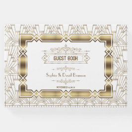 White Art Deco Great Gatsby 1920s Style Wedding Gästebuch
