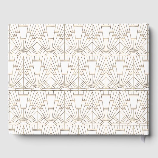 White Art Deco Great Gatsby 1920s Style Wedding Gästebuch (Rückseite)