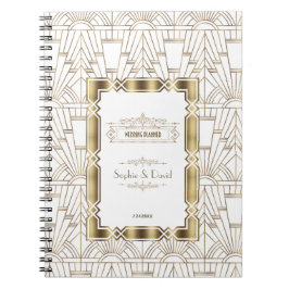 White Art Deco Great Gatsby Hochzeitsplaner der 19 Notizblock