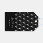 White Art Deco Muster auf schwarz Geschenkanhänger (Vorderseite (Horizontal))