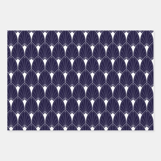 White Art Deco Pattern On Black Geschenkpapier Set (Vorderseite 3)