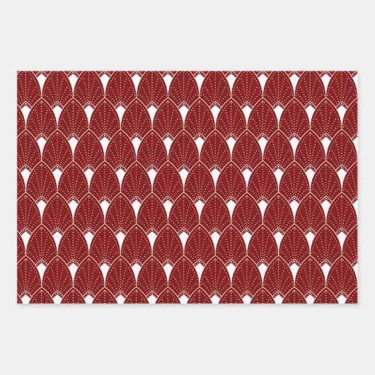 White Art Deco Pattern On Black Geschenkpapier Set (Vorderseite 2)