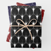 White Art Deco Pattern On Black Geschenkpapier Set (Beispiel)